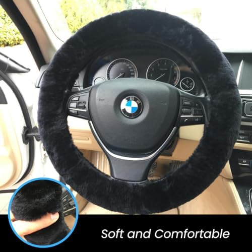 Andalus Brands Luxury Fluffy Car Steering Wheel Covers – Genuine Merino - Image 2