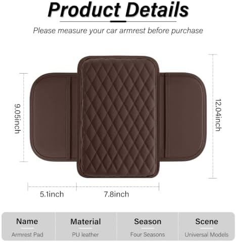 Amiss Car Center Console, Upgraded Leather Car Armrest Cushion - Image 2