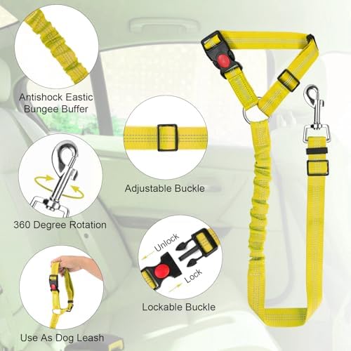 BWOGUE Dog Seat Belt for Car, Headrest Restraint Bungee Lead - Image 4