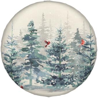 Winter Red Bird Tire Covers 17 Inch Universal Pine Tree Forest Xmas - Image 2