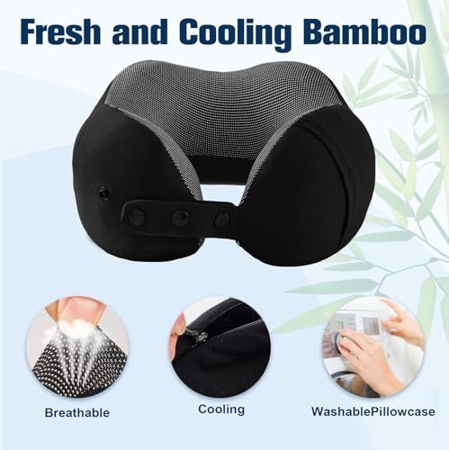 Cirorld Neck Pillow for Traveling, Travel Pillows for Airplanes Pure Black - Image 5