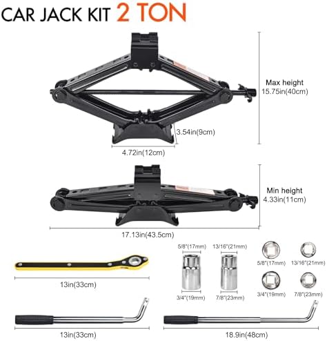 Scissor Car Jack 2 Ton Tire Changing Kit - Image 2