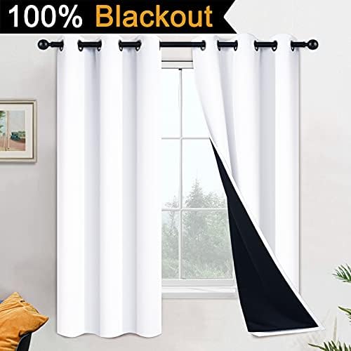 Yakamok Pure White 100% Blackout Curtains 63 Inches Long 42" Wide 2 Panel - Image 2