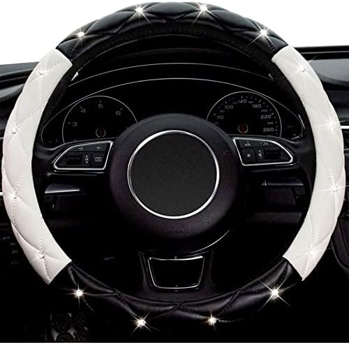 Black White Steering Wheel Cover, Anti-Slip Steering Wheel Protector - Image 2