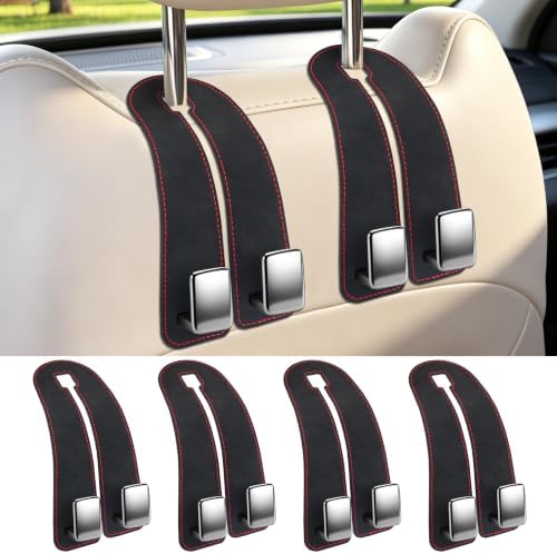 Amooca Car Headrest Hooks 4-Pack Suede Seat Organizer by Amooca