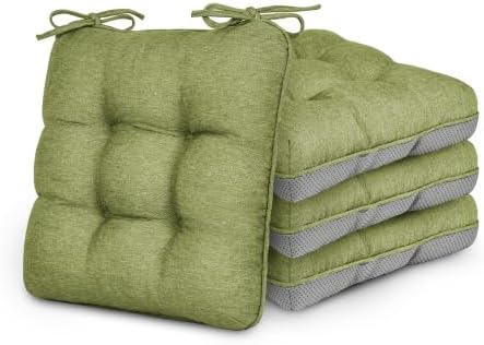 Love's cabin Memory Foam Chair Cushions Set of 4, 15.5 Inch, Olive Green by Lovescabin
