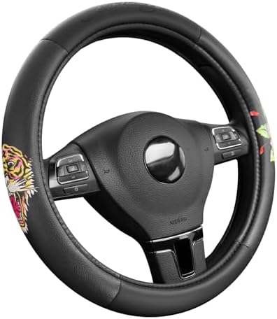 ED HARDY Tiger Print Steering Wheel Cover, Fits 14.5-15.5 Inch Steering Wheels by EdHardy