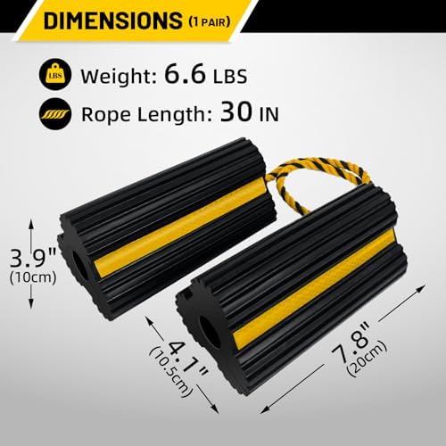 ROBLOCK Heavy Duty Wheel Chocks, Rubber Wheel Block Non-Slip Base - Image 2