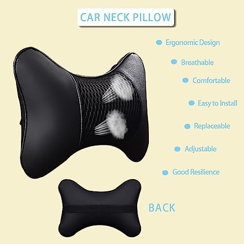 2 Packs Car Neck Pillows Dual-Side PU Leather Car Headrest - Image 2