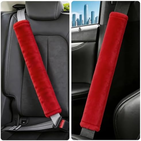 Amooca 25.6in Extra Long Furry Universal Car Seatbelt Cover Shoulder Pad - Image 5