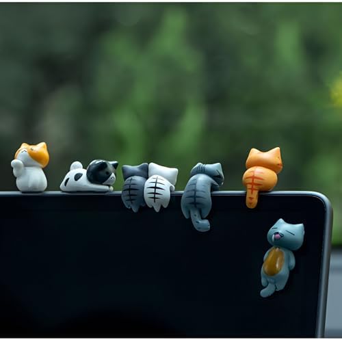 6 Pcs Cute Cat Car Accessories Funny Resin Cat Figurines - Image 4