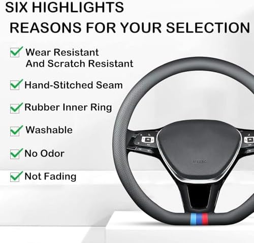 Tricolor Stripes D-Type Steering Wheel Cover, Cute Steering Wheel Cover - Image 4