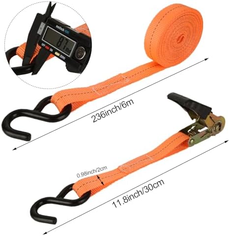 6 Pack 1 Inch x 20 Ft Ratchet Tie Down Straps - Image 2