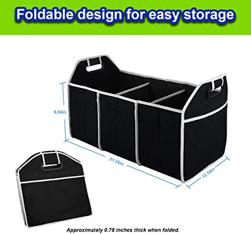8sanlione Car Trunk Organizer, 3 Compartments, Foldable Storage Bag - Image 2