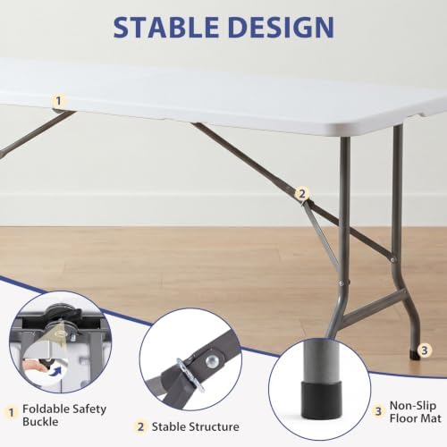 DUMOS 8 FT Folding Picnic Table - Image 5