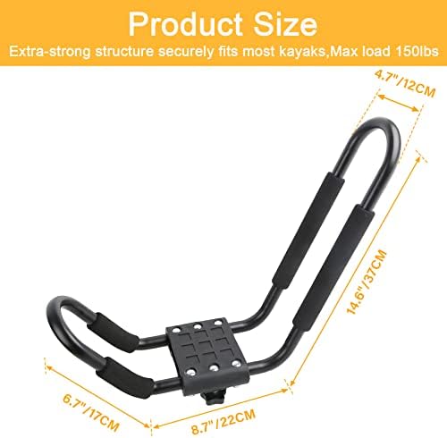 PIRIPARA Kayak Roof Rack 2 Pairs J-Bar Carrier Holder - Image 5