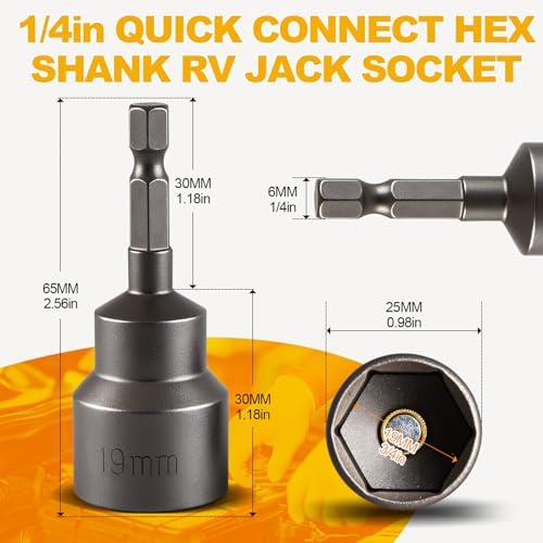 2-Pack RV Leveling Scissor Jack Socket, Drill Adapter - Image 2