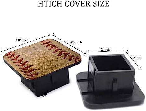 Tow Hitch Covers Baseball, Grunge Sport Leather Worn Baseball Auto 2 Inch - Image 2