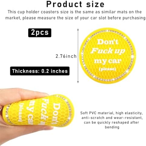 2 PCS Bling Car Cup Coaster, 2.75 Inch Anti-Slip Cup Holder Insert Coasters - Image 2