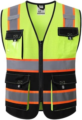 JKSafety Safety Vest for Men Women Hi Vis Reflective Vest JK220 YBlack 4XL by JKSafety
