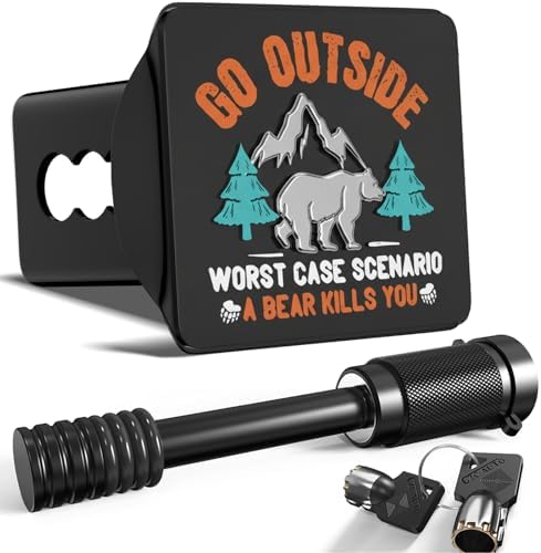 Go Outside Funny Bear Hitch Cover by TOEASYTY