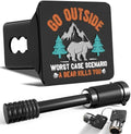 Go Outside Funny Bear Hitch Cover by TOEASYTY
