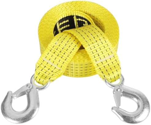 2" x 20ft Tow Strap with Hooks Heavy Duty Recovery Strap 15000 lbs Capacity by Unknown