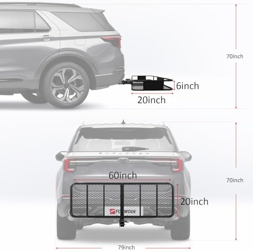 FORWODE 60x20x6 Hitch Carrier for 2 Inch Receiver, 500LB Capacity Hitch Mount - Image 4