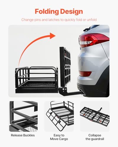 VEVOR 60x24x14 in Hitch Cargo Carrier, 500lbs Capacity Folding Trailer Hitch - Image 4