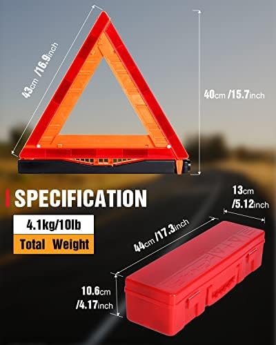 SAFEMATE 3 Pack Warning Triangle DOT Approved, Foldable Emergency Safety - Image 6