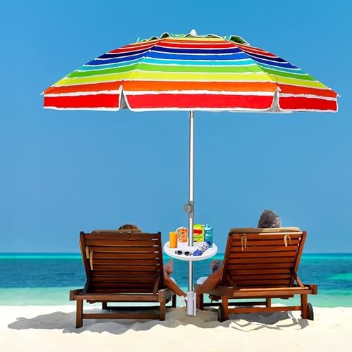AMMSUN 13" Portable Beach Umbrella Table Tray White - Image 4