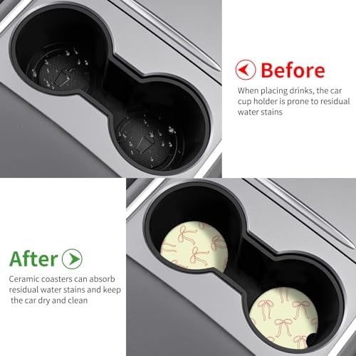 Cute Bowknot Car Coasters, Absorbent 2 Pack - Image 4
