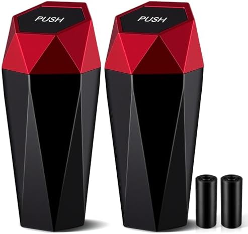 JUSTTOP Car Trash Can with Lid, Diamond Design Small Automatic Portable Trash by JUSTTOP