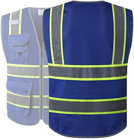 JKSafety Safety Vest for Men Women Reflective Hi Vis JK100 Blue 4XL - Image 2