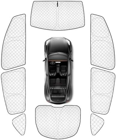 KMF 8pcs Thicken Sun Shades for Tesla Model Y 2020-2024 Accessories, Tesla Y by KMF