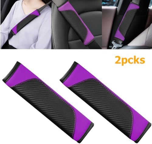 Osilly 2PCS Carbon Fiber Leather Seat Belt Shoulder Pads - Image 4