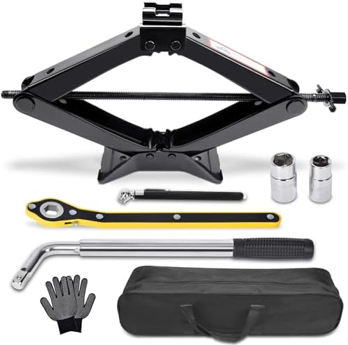Scissor Car Jack 3 Ton Tire Changing Kit by Gurduenon
