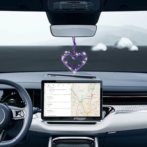 Mandark Crystal Rhinestone Heart Rearview Mirror Pendant - Image 5