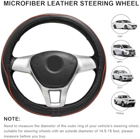 Car Steering Wheel Cover, 15 Inch Anti-Slip Breathable Leather Auto Steering - Image 2