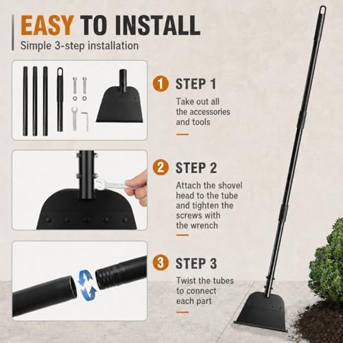 Garden Flat Shovel, 54 Inch Heavy Duty Ice Scraper Chopper - Image 3