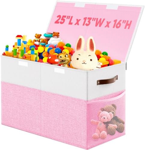 Large Toy Storage Box with Lid & Dividers, Kids Toy Chest by Rocamdo