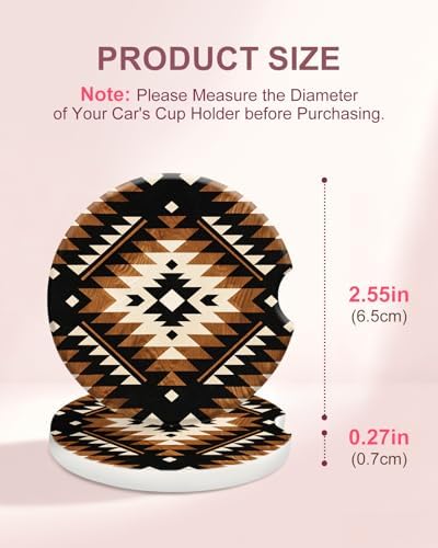 Swooflia Elegant Ceramic Car Cup Coasters Classic Native Plaid - Image 2