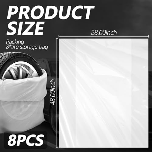8PCS Extra-Large Tire Covers, Tear-Resistant LDPE Plastic Tire Bags - Image 2