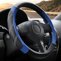 Black and Blue Line Punching Car Steering Wheel Cover, Microfiber Leather Sports by ExquisiteCarAccessories
