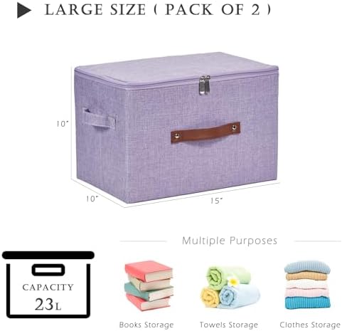 2PCS Storage Bins with Zipper Lids Decorative Lidded Basket Box - Image 3