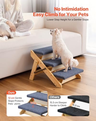 VEVOR Wood Pet Stairs, 3-Step Dog Stairs - Image 2