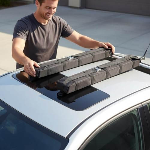 Menolana 2 Pieces Soft Roof Rack Auto Roof Pad Rack Portable Roof Carrier - Image 3
