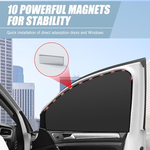Tesnaao 4 PCS Car Side Window Sun Shade Replacement, 20CM x 50CM x 80CM Front - Image 4