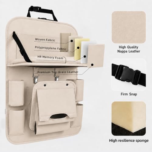 Backseat Car Organizer with Tray, 2 Pack Leather Seat Storage - Image 5