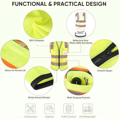 TICONN High Visibility Reflective Safety Vest - Image 2
